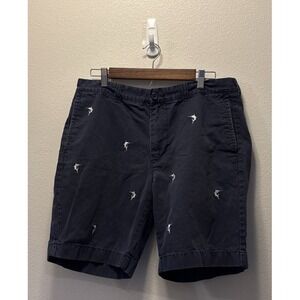 JCREW Men's MARLIN CHINO Shorts Size‎ 34 NAVY BLUE Fishing FLAT FRONT